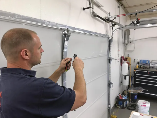 Before and after garage door dent repair by Plantation Garage Door Repair in Plantation