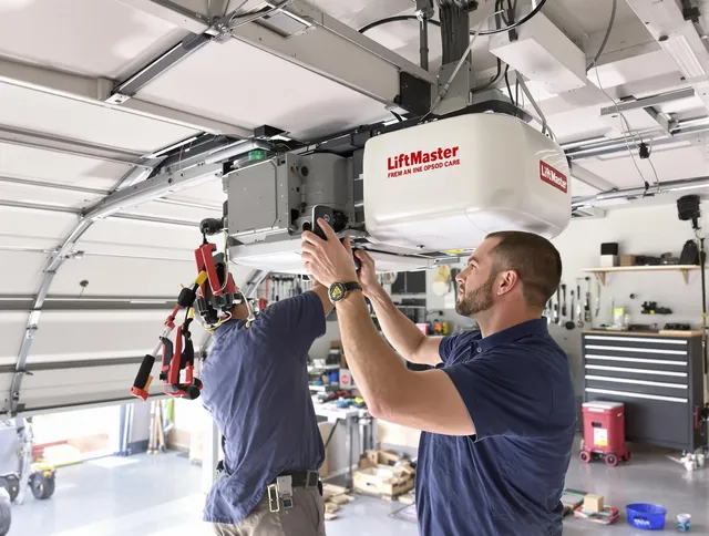 Plantation Garage Door Repair technician performing advanced diagnostics on garage opener in Plantation