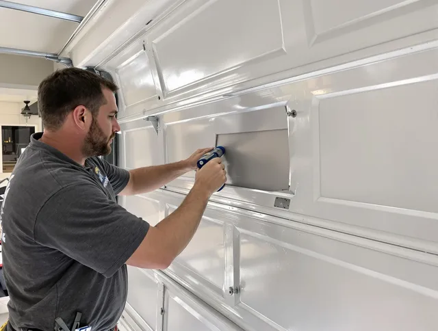 Garage door panel repair by Plantation Garage Door Repair in Plantation